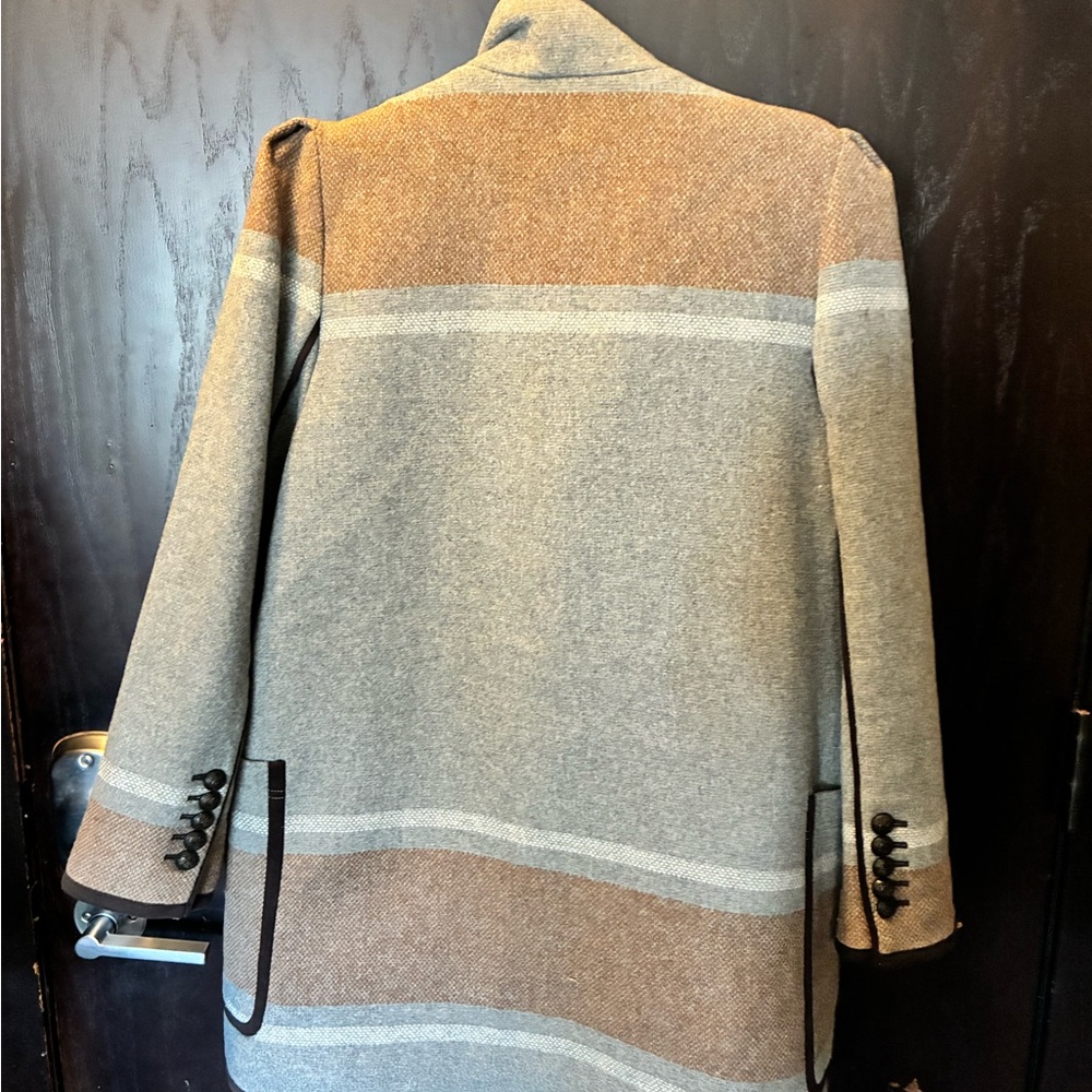 Veronica Beard Gray And Brown Toggle Button Coat - image 4